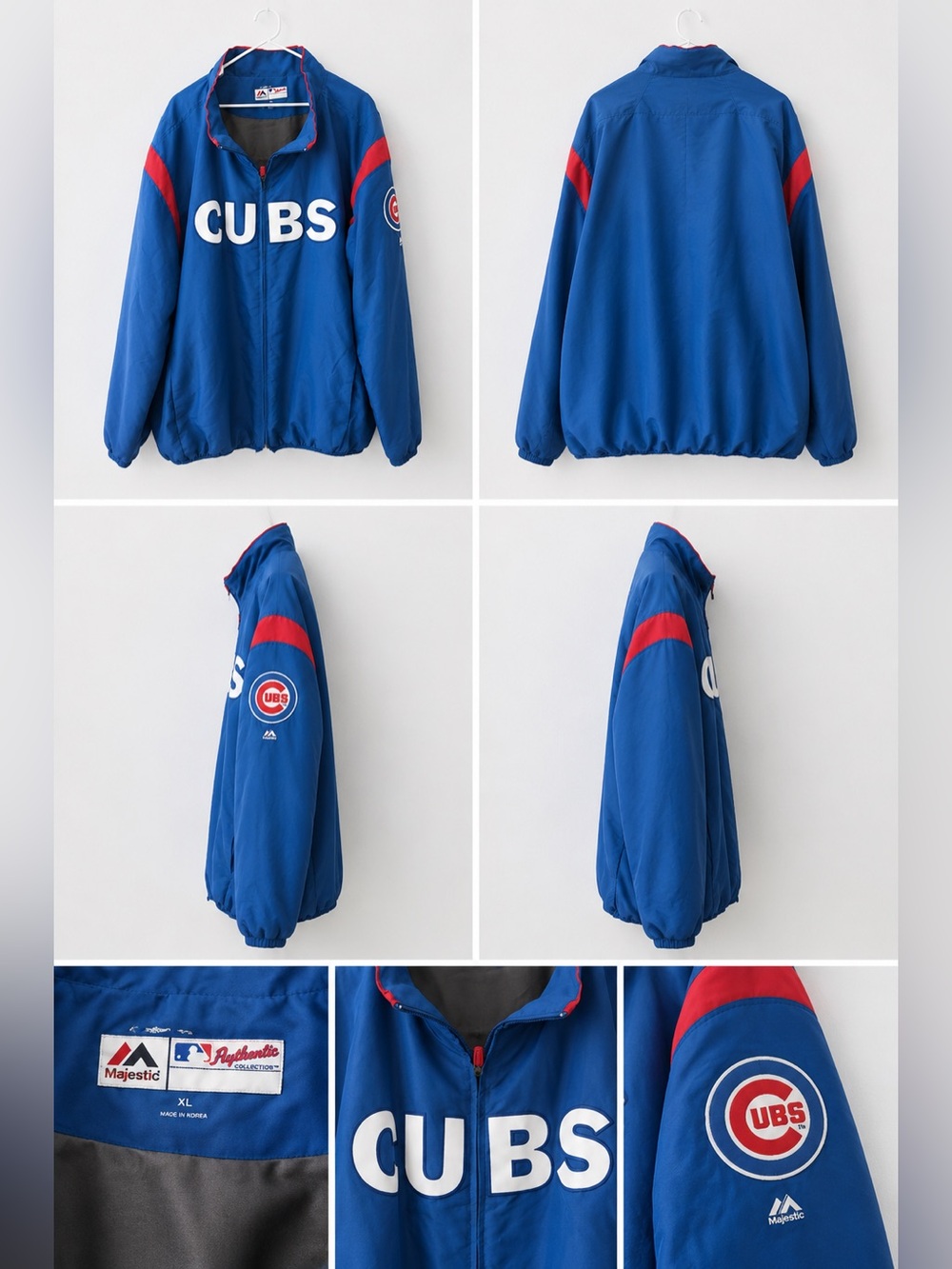Majestic MLB Authentic Chicago Cubs Blue Red Full Zip Jacket 4XT